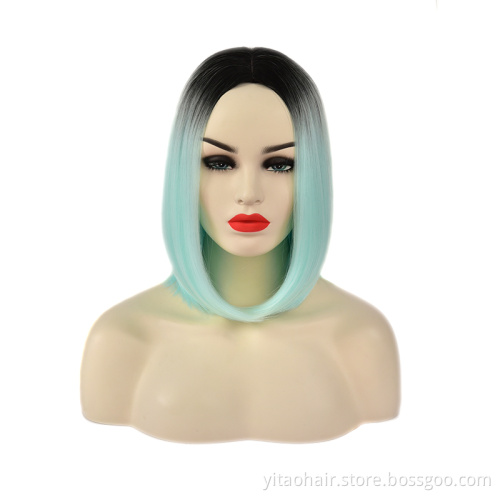 Soft Natural green Color Lace Band Wig synthetic Hair Wigs